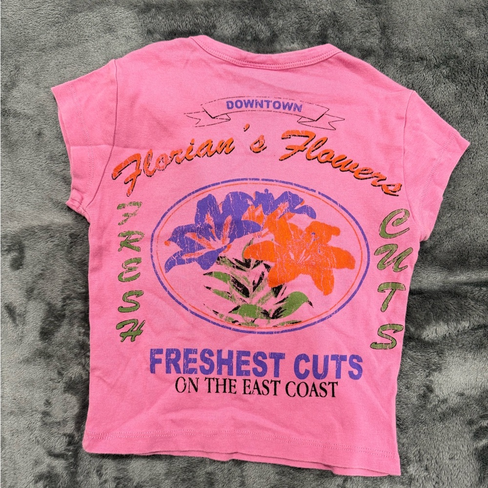 Urban Outfitters Pink Floral Graphic Tee